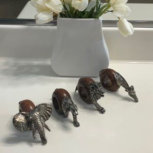 - Makoulpa Wood and Pewter Safari Napkin Rings